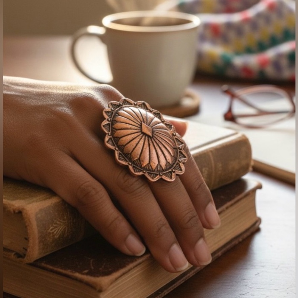 Western Large Copper Tone Ring NWT